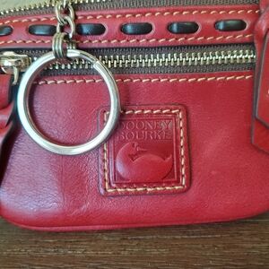 Dooney and Bourke Red Florentine Coin Case with Keychain